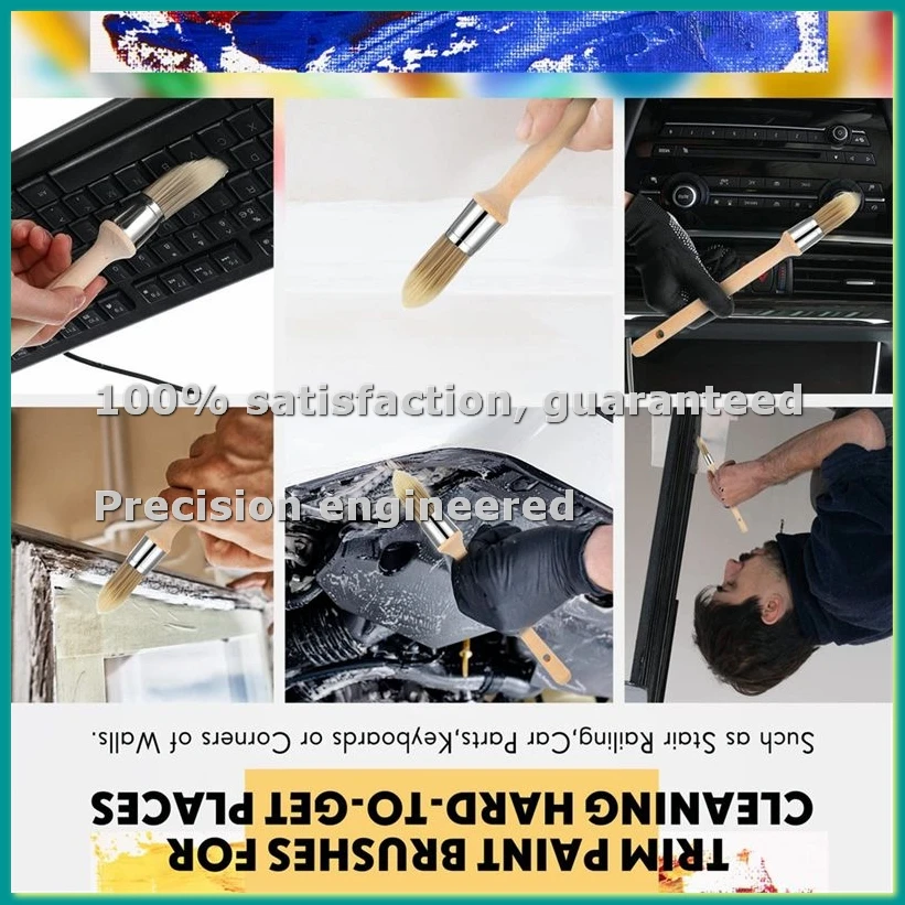 8 Pieces Trim Paint Brush with Wooden Handle Round Edge Painting Tool Paint Brushes for Corner House Wall Edges Art-A14I