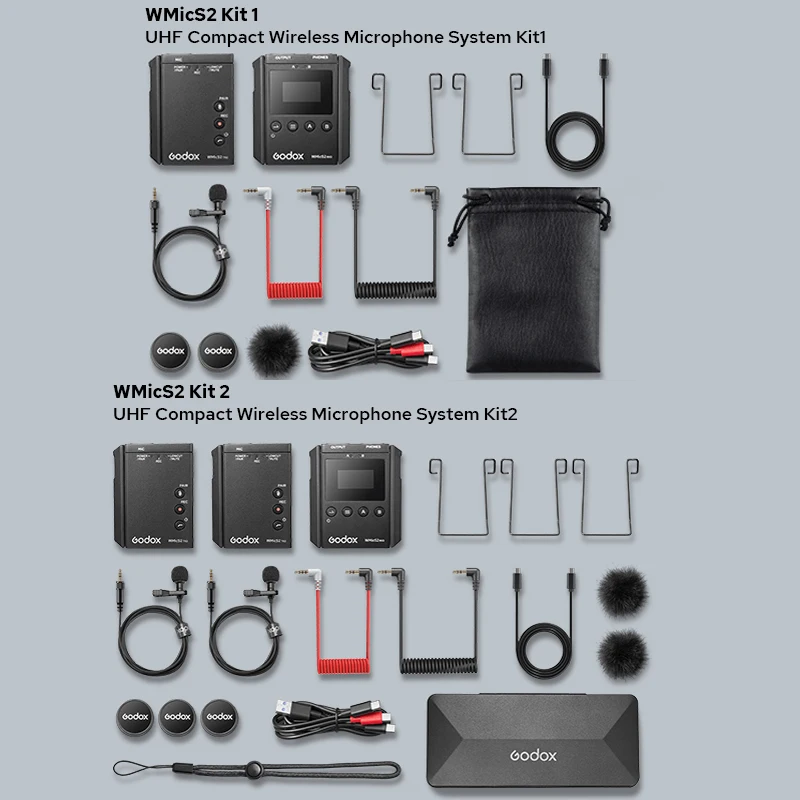 Godox WMicS2 UHF ขนาดกะทัดรัดระบบไมโครโฟนไร้สายสำหรับกล้อง,Ccamcorders, Ssmartphones,เครื่องบันทึก,เม็ด,เครื่องผสม