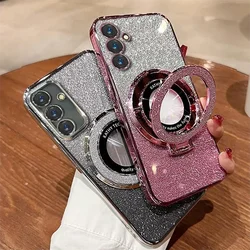 Glitter Bracket Stand Case for Samsung Galaxy S24 Ultra S23 Plus S22 S21 S20 FE Note20 A54 A55 A34 A15 A52 A14 Gradient Cover