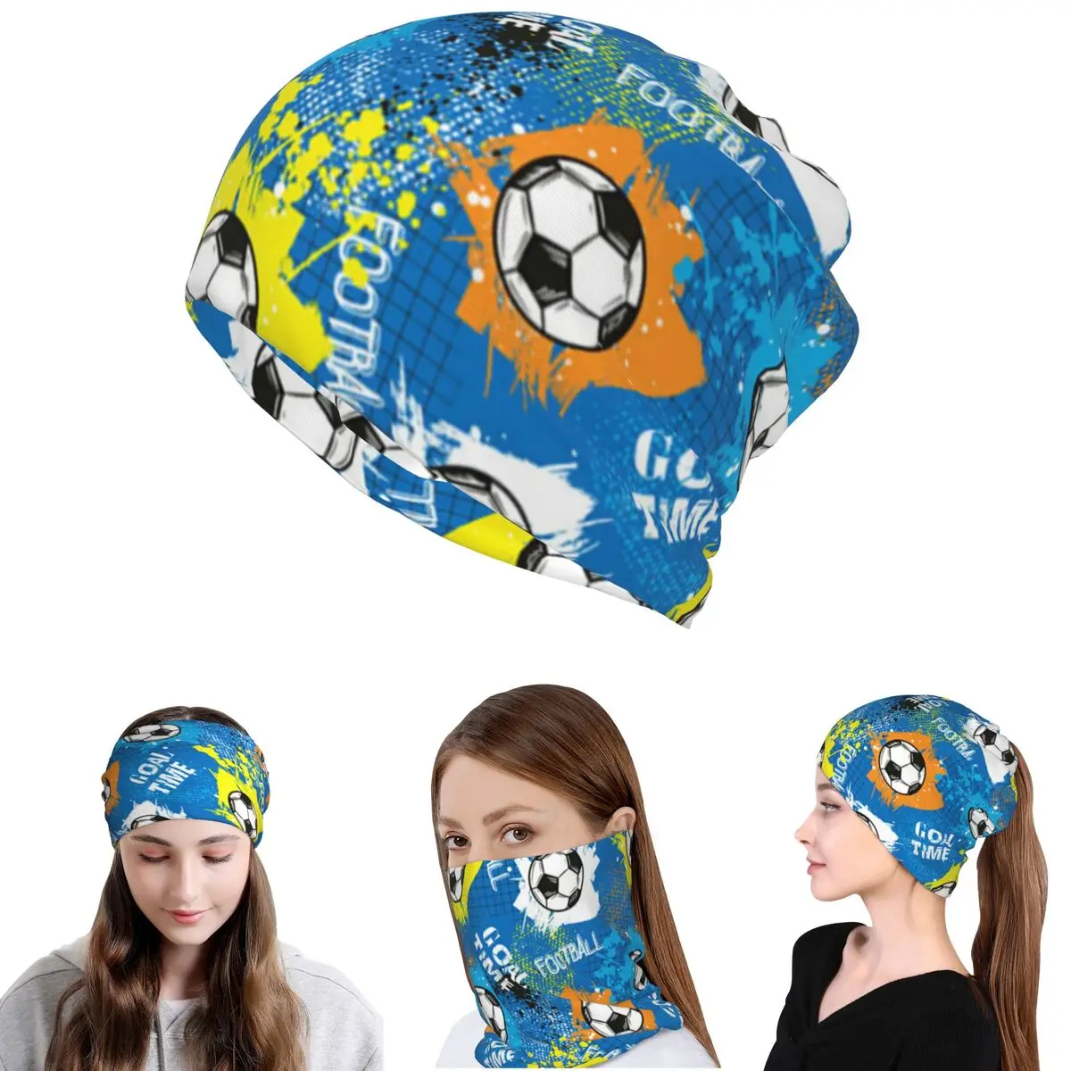 Football Graffiti Pattern Bandana Neck Gaiter Face Scarf Multi-use Balaclava Beanies Hat for Men Women Adult Winter