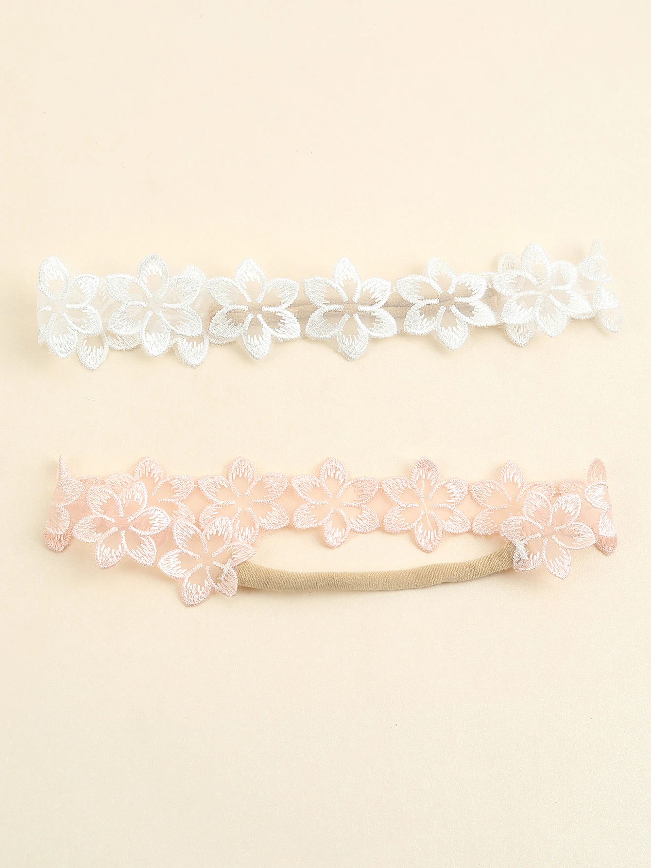 2pcs Baby Flower Decor Polyester Hair Band Wedding Party Lace Headband Elastic Flower Headband Baby Headwear Hair Accessories