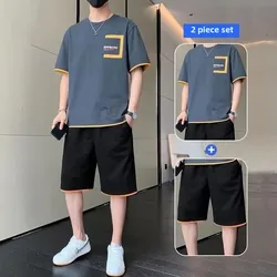 Men's Summer Loose-Fit Casual Two-Piece Suit Stylish Short Sleeve T-Shirt And Shorts Sporty Fashionable Chinese Made Set Clothes