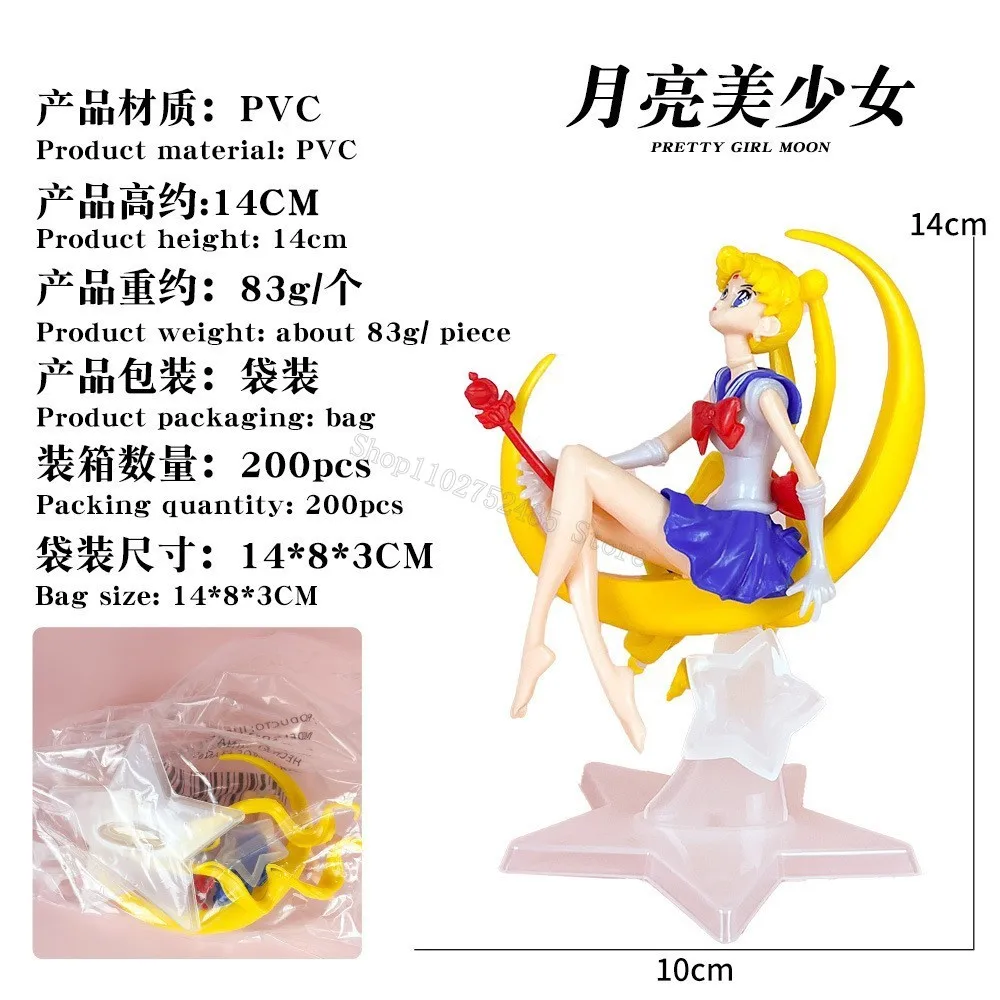 Cartoon Anime Sailor Moon figurki dekoracje na tort urodzinowy piękna dziewczyna lalka pcv akcja hobby zabawki ozdoba pokoju prezent dla dzieci