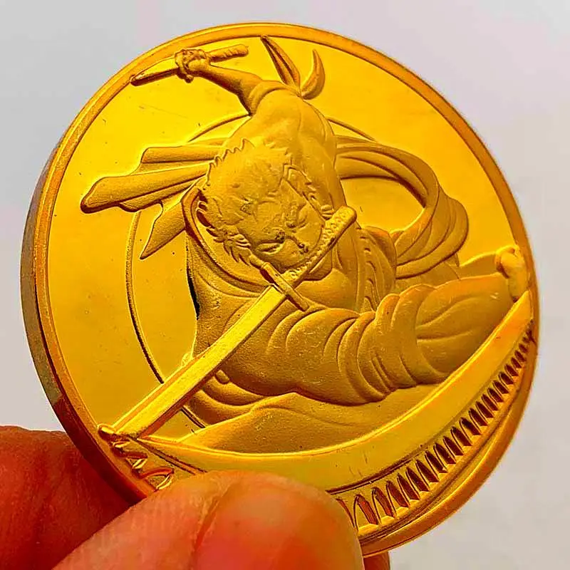 One Piece Zoro Brass 20th Anniversary Anime Embossed Commemorative Coin Gold Coin Pirate Hunter Three-Sword Swordsman