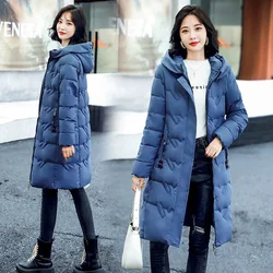 2023 New Long Straight Winter Jacket Down Cotton Coat Casual Women Parkas Clothes Hooded Puffer Jacket Female Outerwear