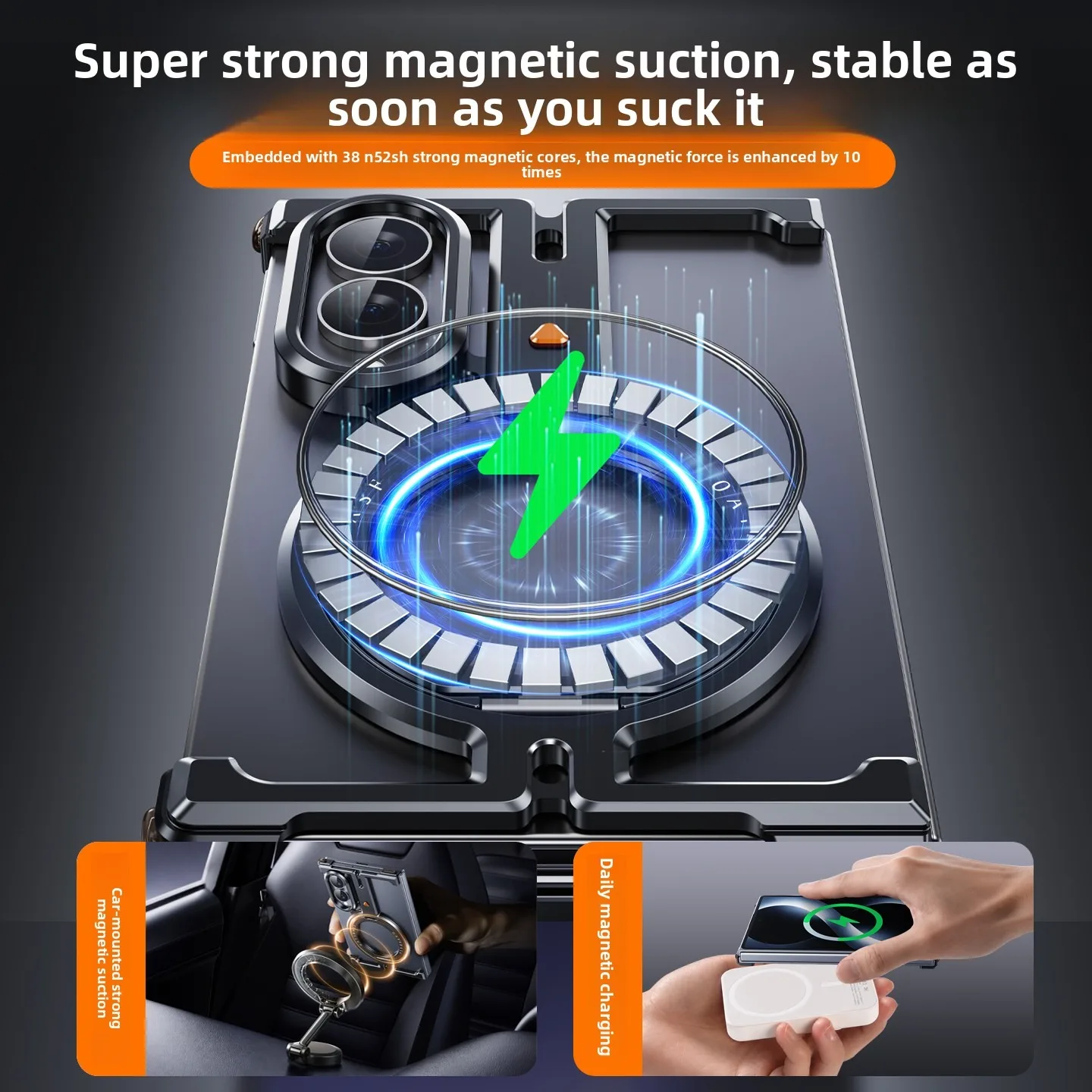 Eary Frame Metallhüllen für Samsung Galaxy Z Fold 8 mit 360-Grad-Ständer ° Drehbarer Griff-Ständer Aluminium Slim Bumper Stoßfeste Handyhülle – Detail 6