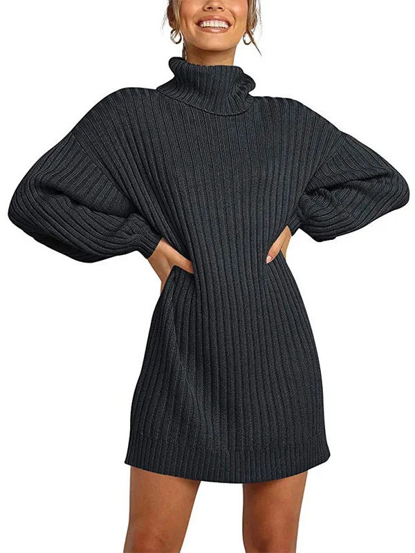 

High Ne Mid-Length Knitted Sweater for Women Autumn Winter New Sle Cleanfit Slimming Long Sve Ciwalk Faionable