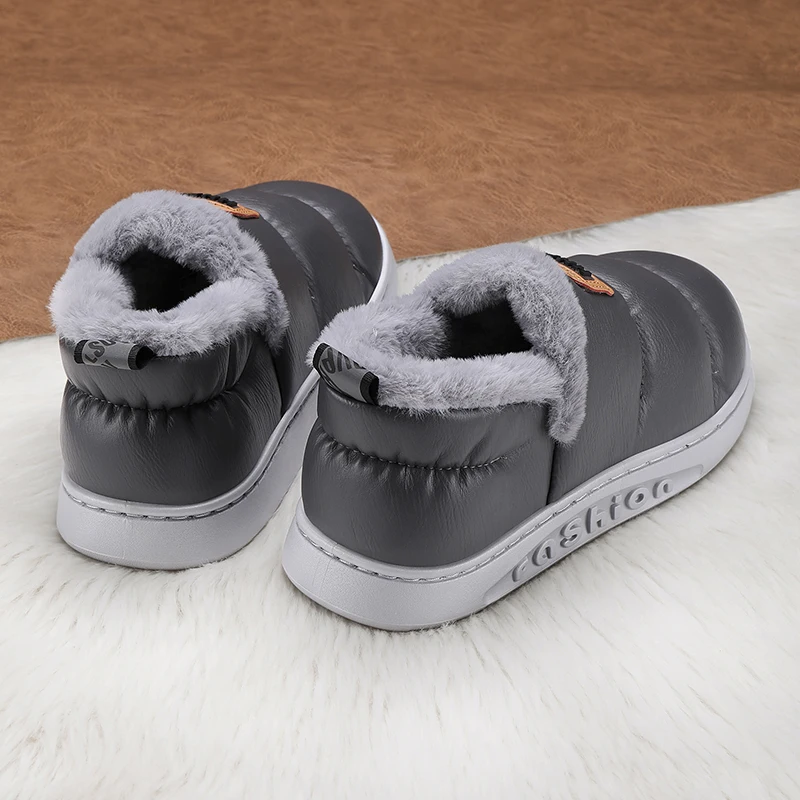 Winter Cotton Slippers for Men Platform Casual House Shoes Black Waterproof Footwear 2023 The New Wild Comfortable High Top