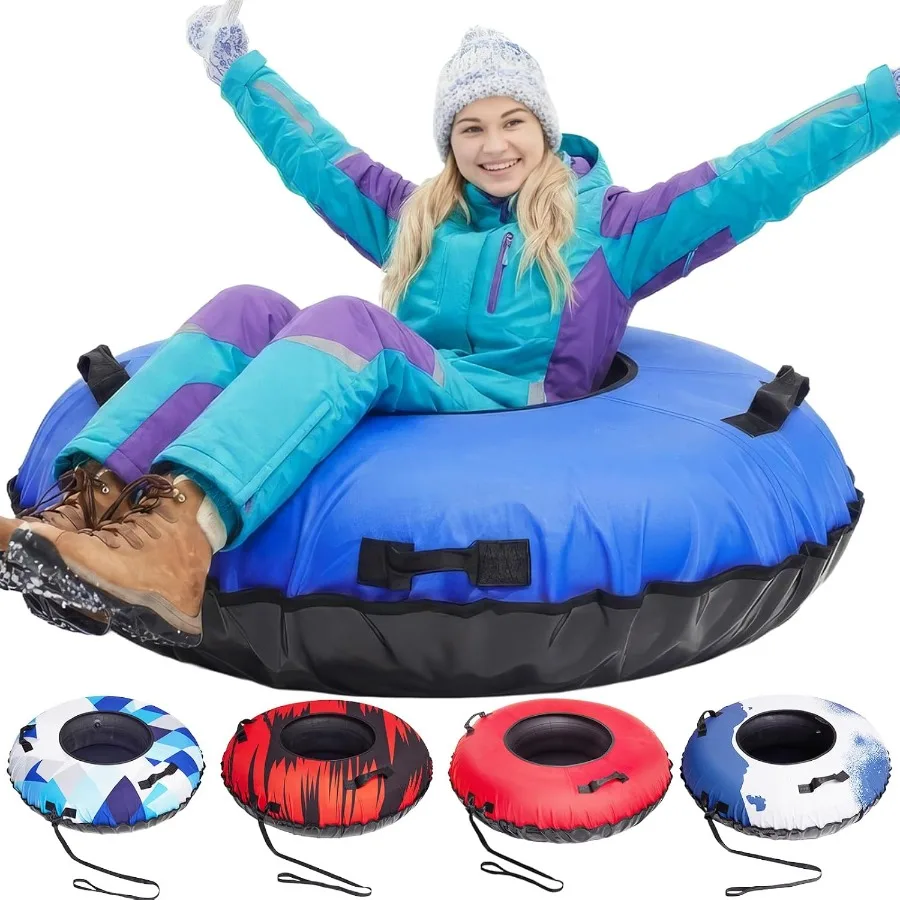 

Snow Tube, 45" Rubber Snow Tubes with Commercial Grade Canvas Cover for Kids & Adults, Inflatable Heavy Duty Snow Sled Thickened