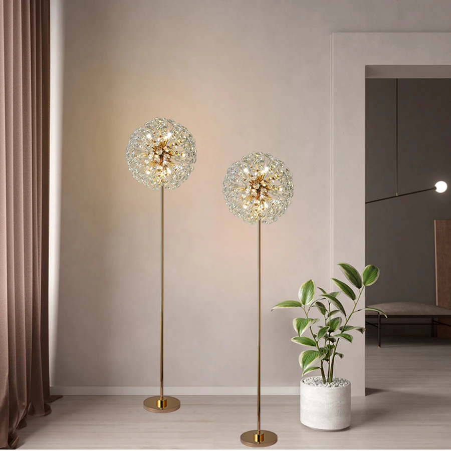 Imagem -02 - Simples Modern Starry Crystal Floor Lamp Living Room Bedside Lamp Nordic Dandelion Quarto Bedside Lamp Sun Flower Table Lamp Personality Bedside Lamp