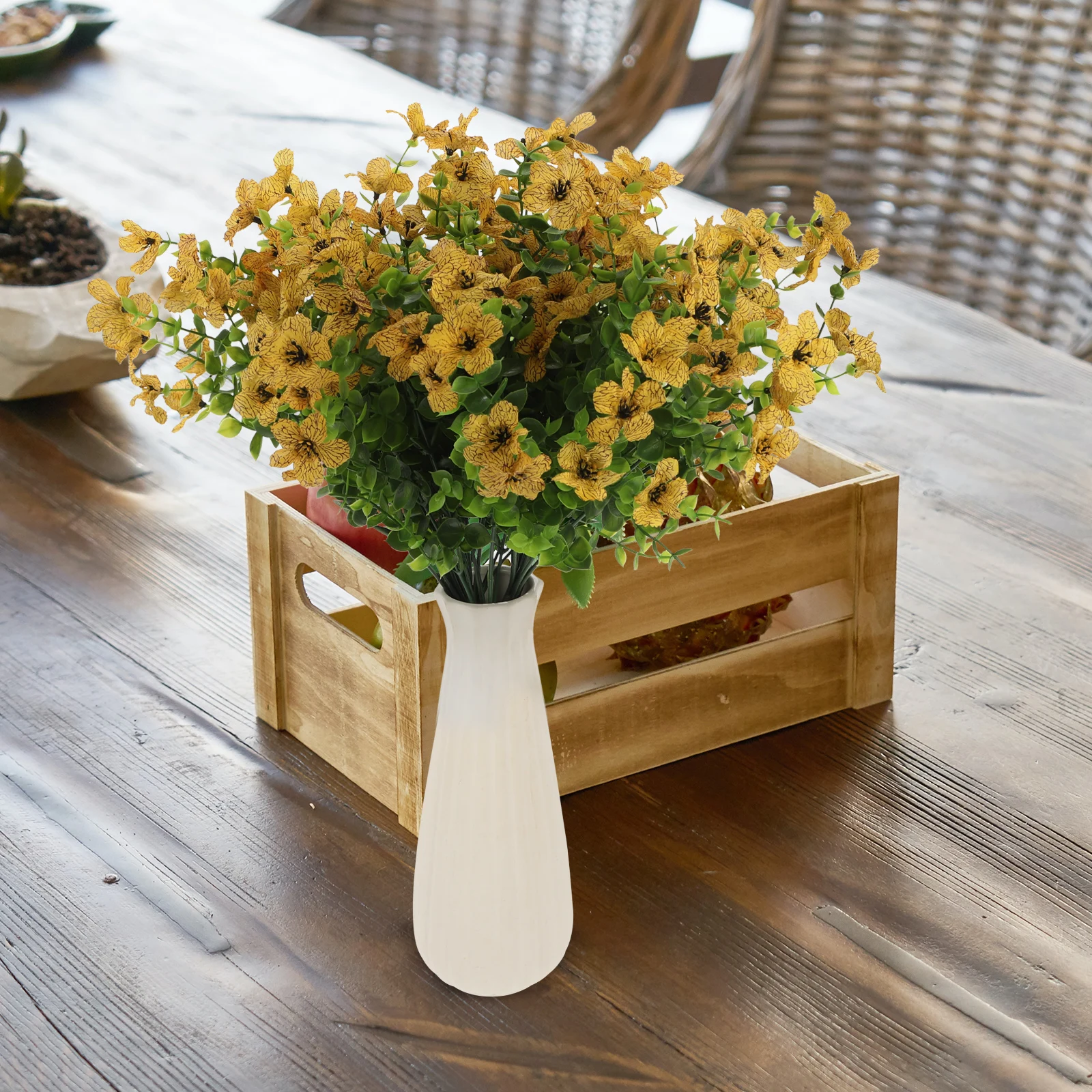 

6pcs Simulated Eucalyptus Artificial Flowers Cloth Stems Dining Room Decor Wisteria Faux Plants Home Party Decorations