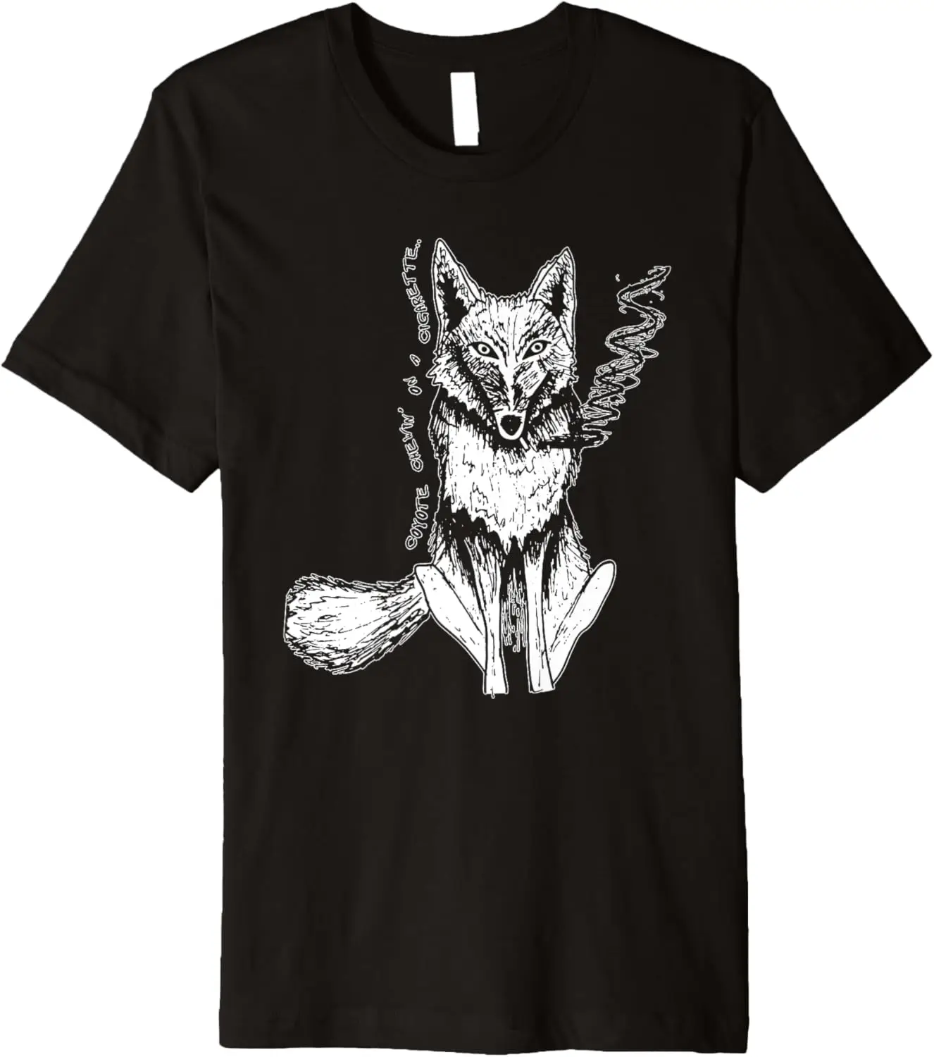 

Новейшая футболка - футболка премиум-класса с рисунком Colters Art Wall Motorcycle Smoking Cigarette Coyote