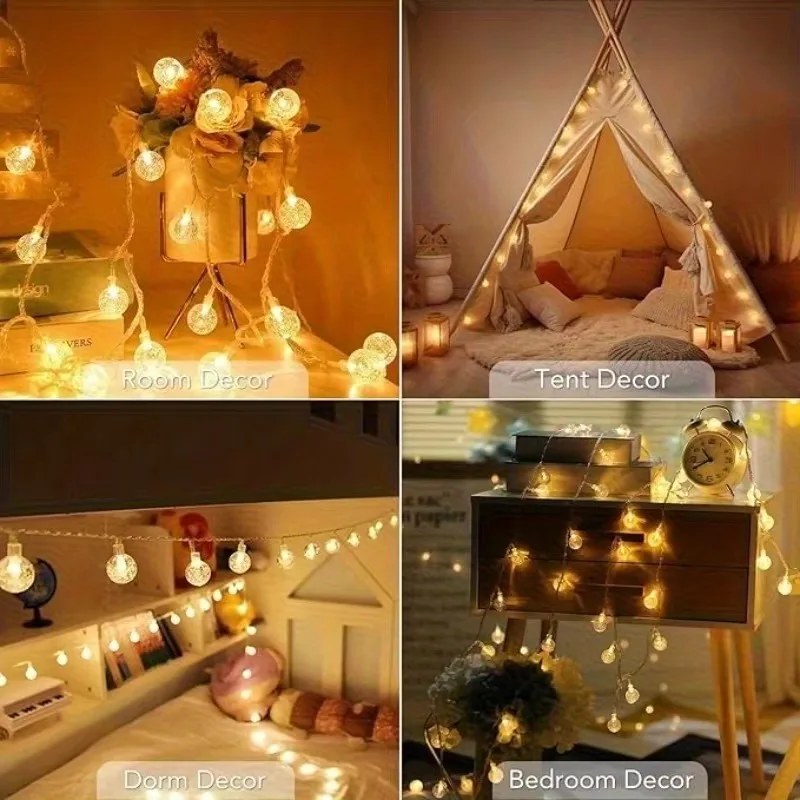 LED Bubble Ball Light String Outdoor Waterproof Camping Atmosphere Garden Holiday Decoration  ( USB Model) Fairy Lights