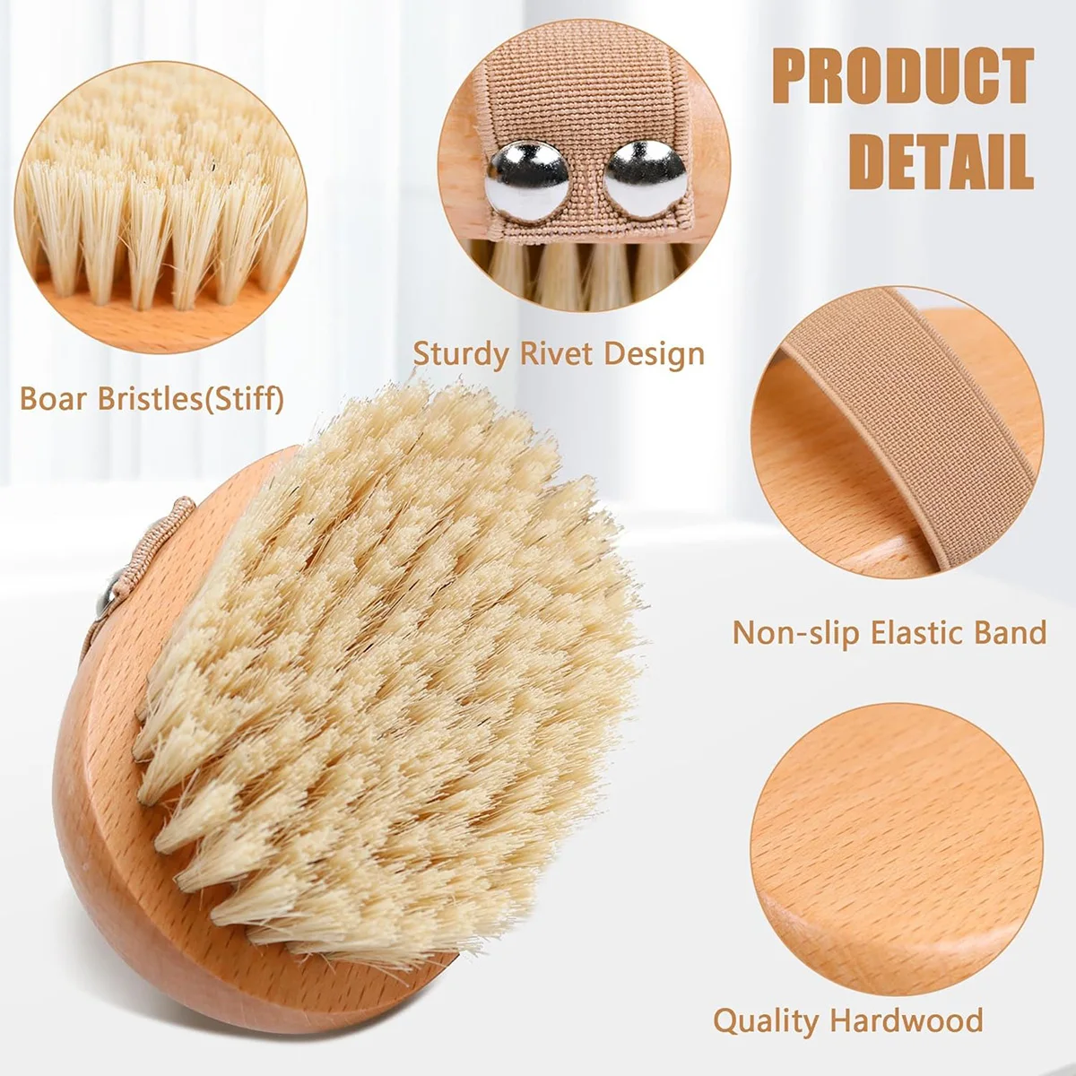 

Brushing Body Brush with Soft Nylon Bristles Antiskid Wooden Exfoliator Bath Scrubber for Wet or Dry Exfoliating,Body Scrub Deep