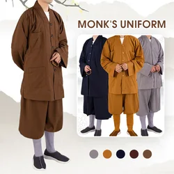 Tradycyjny chiński buddyzm Arhat Gown Set Men Monk Robe Clothes Tops And Pants Buddhist Clothes Kung Fu Uniform Martial Arts