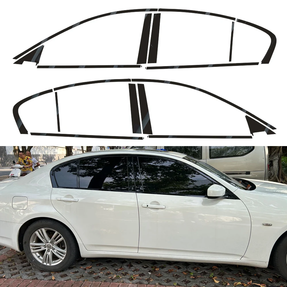 

Для Infiniti G Series G25 G35 G37 4-дверный седан, окно, хромированное затемнение, стойки ABC, глянцевые черные наклейки
