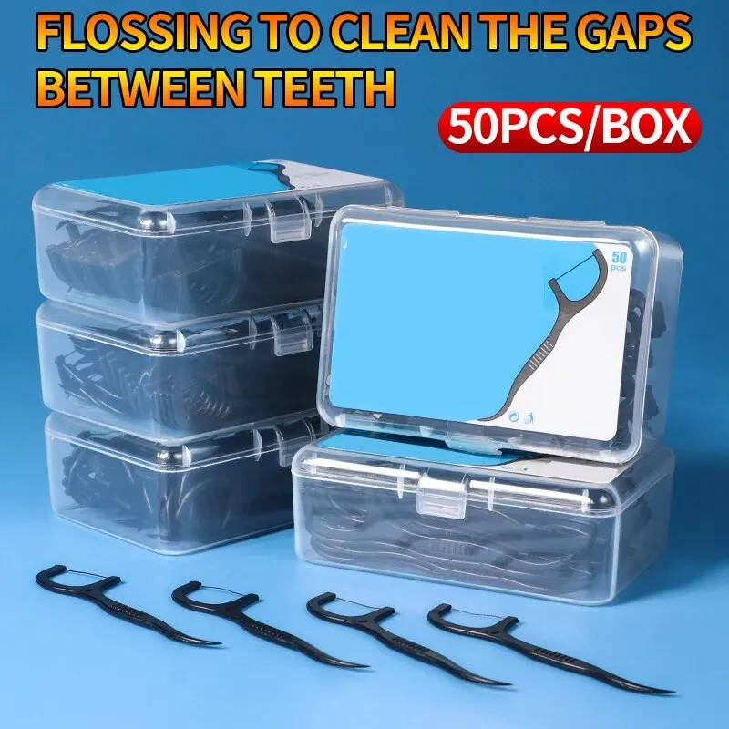 150pcs Dental Floss Plastic Toothpicks-Disposable Cleaning between Teeth-Separate Box-Oral Care