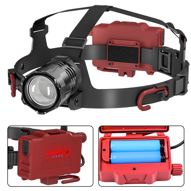 

Мощная фара 18650, USB аккумуляторная лампа, водонепроницаемый сенсорный головной фонарик с регулируемой яркостью, защитный шлем, налобный фонарь, шахтная крышка, лампа