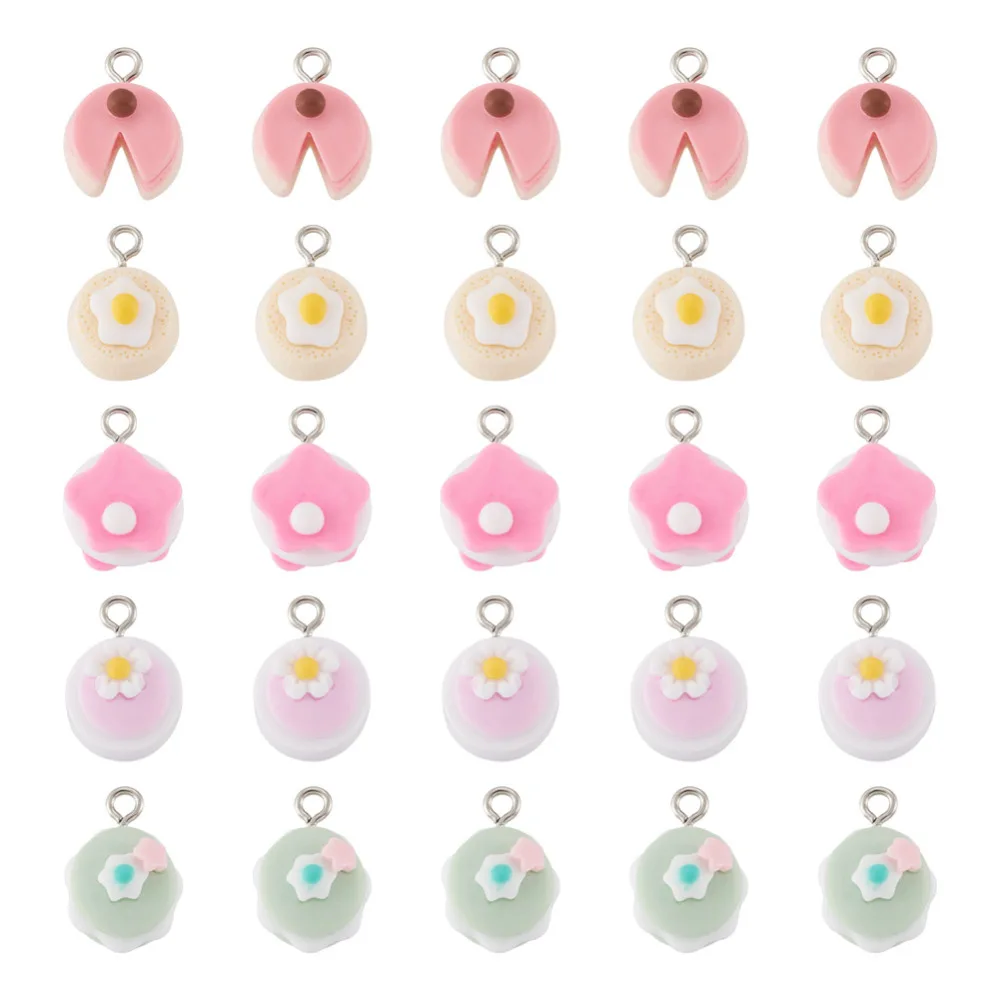 

50Pcs Lovely Cake Resin Charms Tiny Imitation Food Resin Pendants for Necklace Dangle Earrings Keychain Making DIY Jewelry Craft