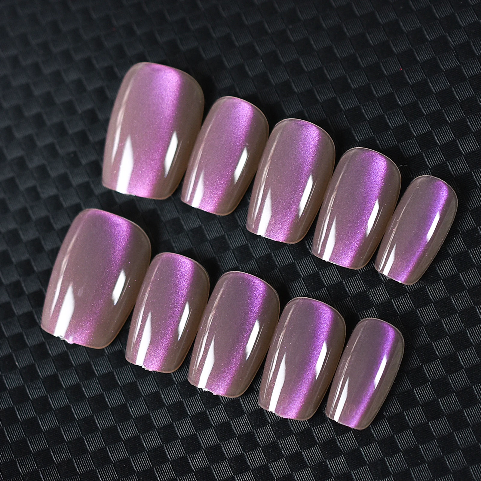 Press on nails 10 pieces charming cat eyes style square 3 sizes to choose from for women and girls