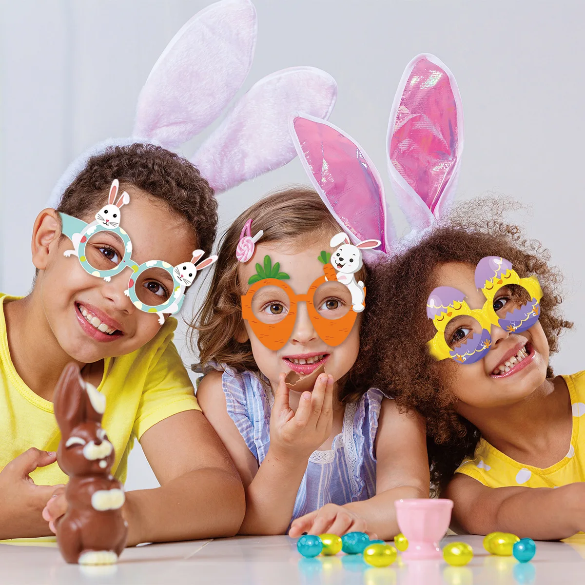 

6pcs Happy Easter Paper Glasses Cartoon Cute Bunny Egg Eyeglasses Frame Party Photo Props Easter Party Decoration Kids Gifts