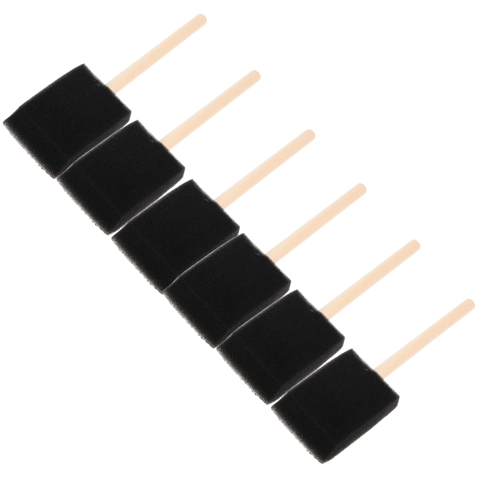 

6 Pcs Sponge Brush Kids Painting Tools Wooden Handle Black Foam Supplies Soft Brushes for Crafts DIY Doodling Projects