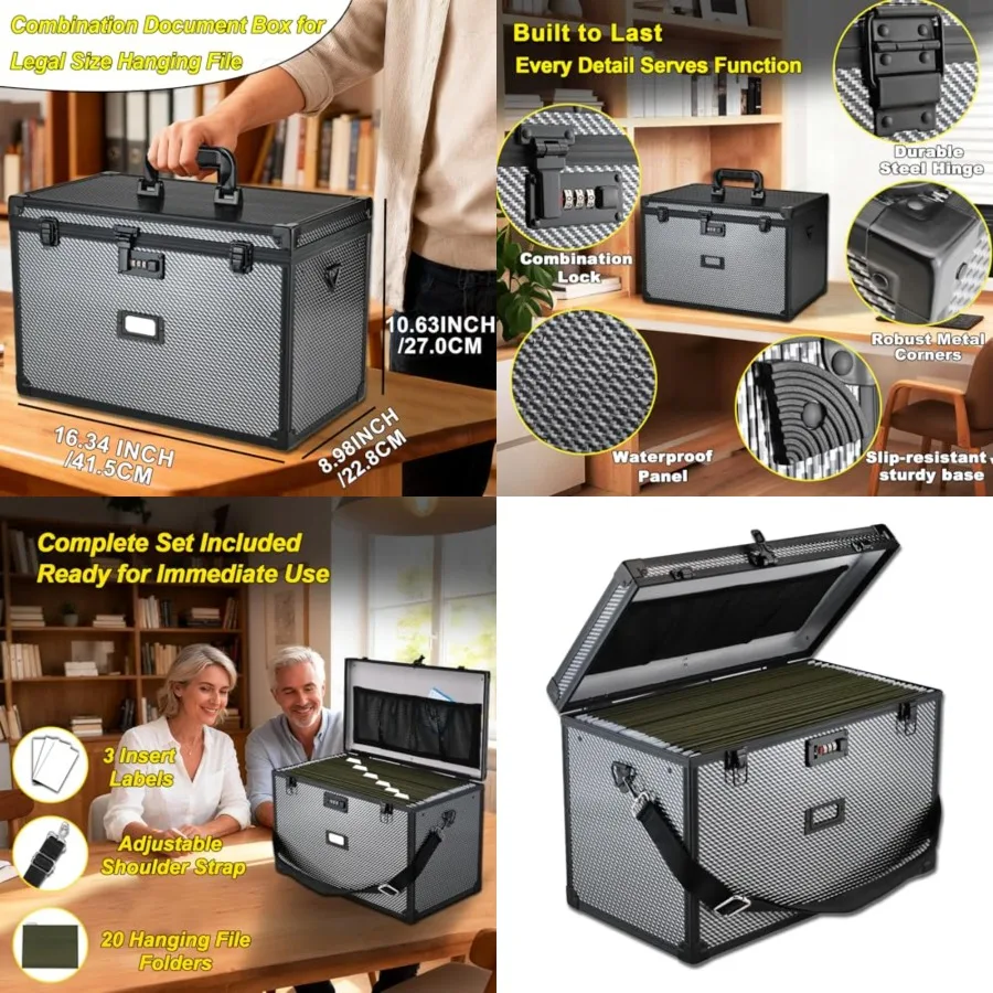 

File Storage Cabinet File Organizer Document Organizer File Box in Office and Home with Combination Lock with 20 Legal Size Han