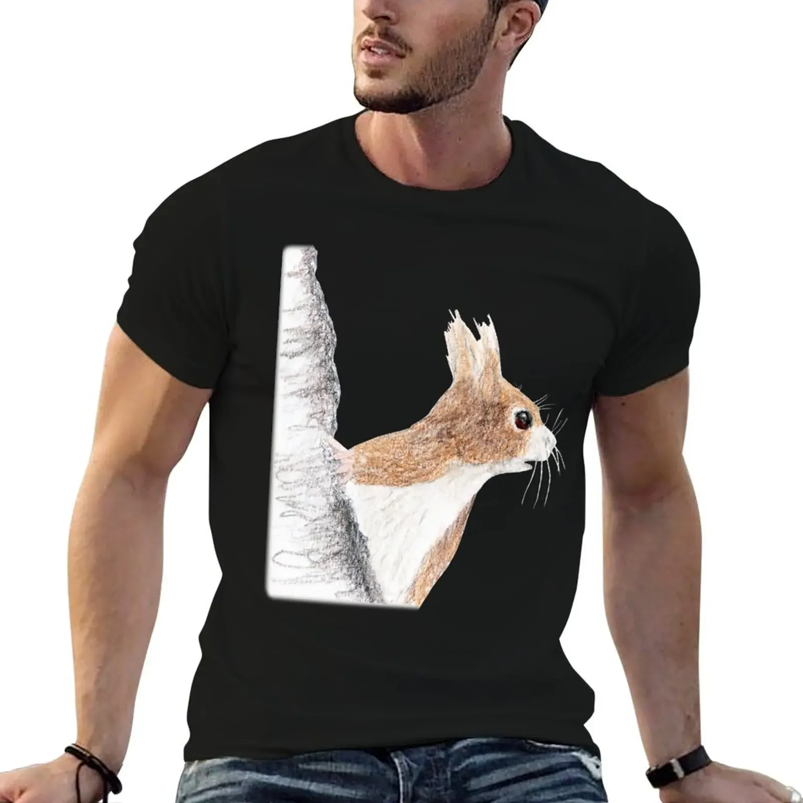 Small Squirrel T-Shirt aesthetic clothes oversized graphic tee T-shirts for men cotton