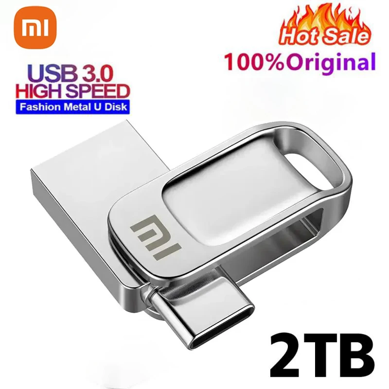 Xiaomi-Drives Flash USB Originais, Metal Pendrive de Alta Velocidade, Memória de Capacidade Real, Portátil, à prova d'água U Stick para PC, 2TB, USB 3.0