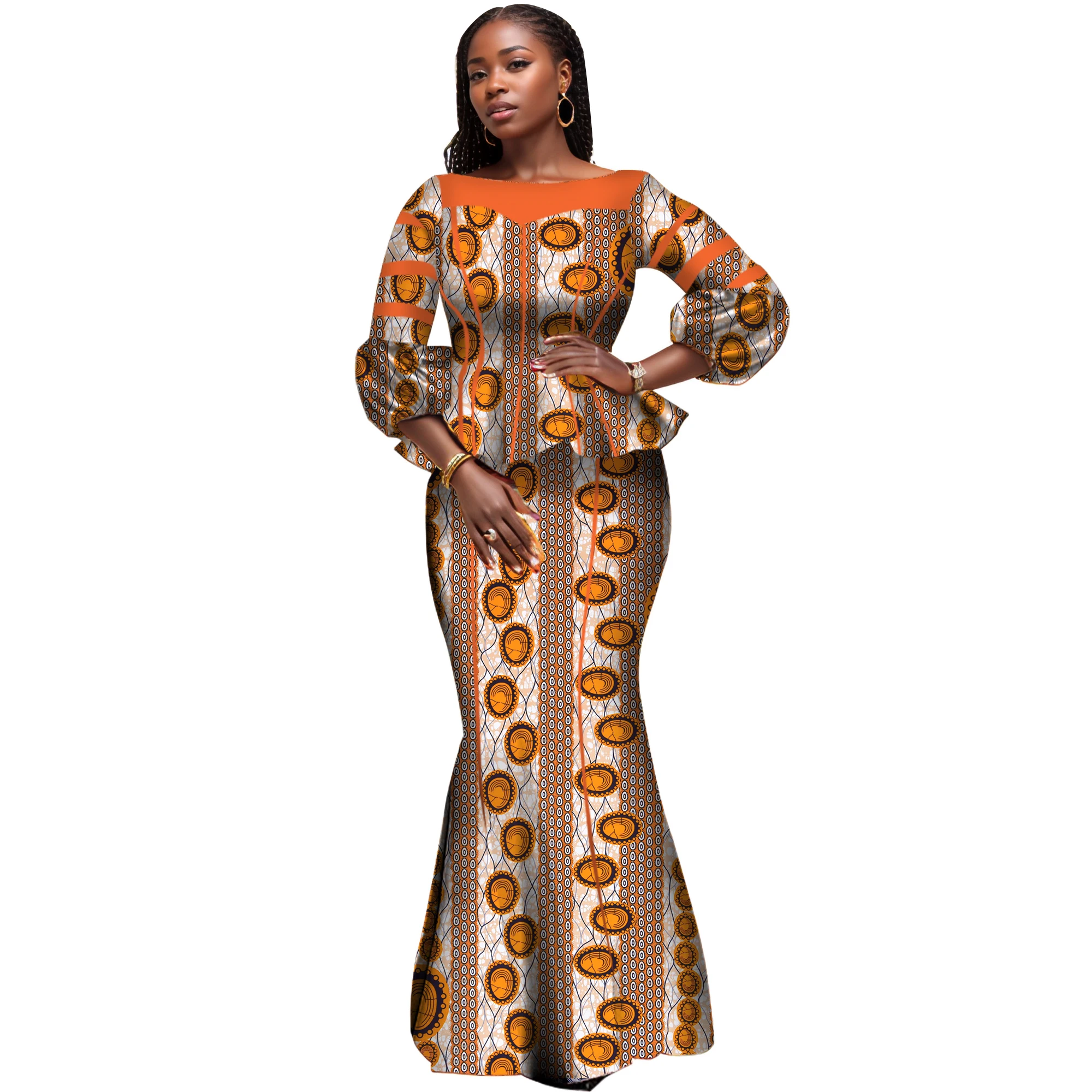 

African Women Skirt Set Dashiki Hight Quarlity Cotton Crop Top and Skirt African Clothing Good Sewing Women Suits WY3710