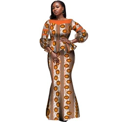 African Women Skirt Set Dashiki Hight Quarlity Cotton Crop Top and Skirt African Clothing Good Sewing Women Suits WY3710