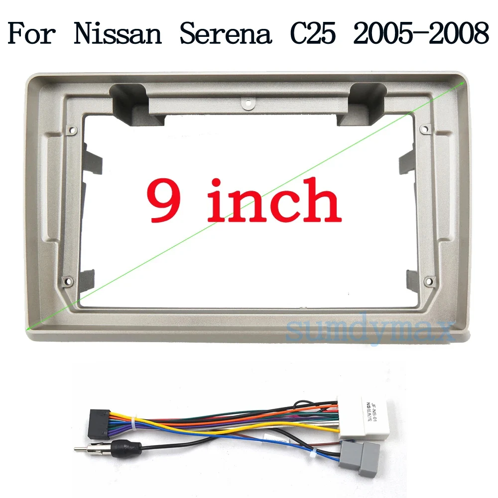 

9inch Car Radio Frame Fascias Navigation Panel power cable For Serena C25 2005-2009 Android Screen Dask Kit Fascia Frame