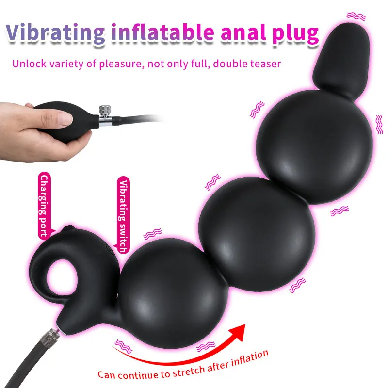 Plugue anal de vibração inflável, massagem de próstata, buttplug longo, cordão, brinquedo sexual para homens e mulheres, bola de vagina e ânus, plug anal profundo, novo