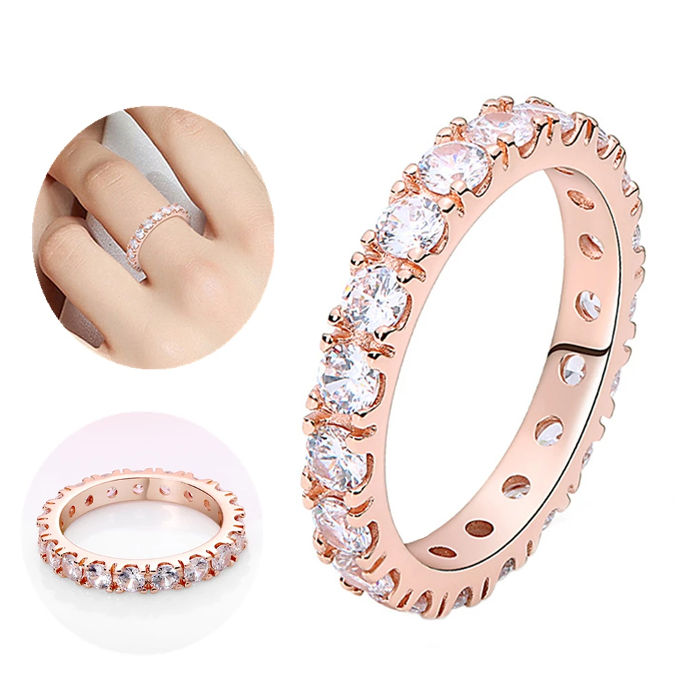 925 prata rosa banhado a ouro anel para mulheres, zircão cintilante, princesa Wishbone anel coração, pandora original, jóias finas, novo