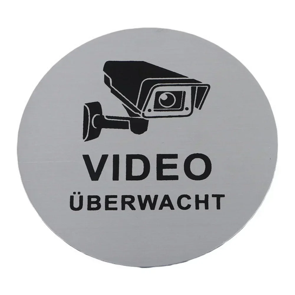 1PCS/2PCS/4PCS Circular Shape Video Sign Small Brushed Aluminium Video Sign Warning-Signs 10 Cm Can Be Mounted On Doors