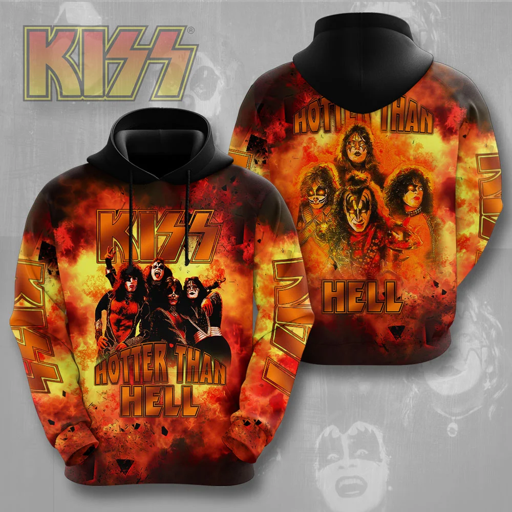 

Толстовки Kiss с 3D принтом, мужской узор, толстовка, повседневный пуловер с капюшоном и длинными рукавами, модные мужские толстовки большого размера