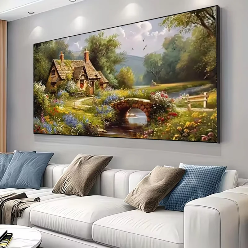Diamond Art Kits For Adults, Diamond Painting Kits For Beginner Set DIY Rural House Natural Scenery For Home Wall Decor Gift