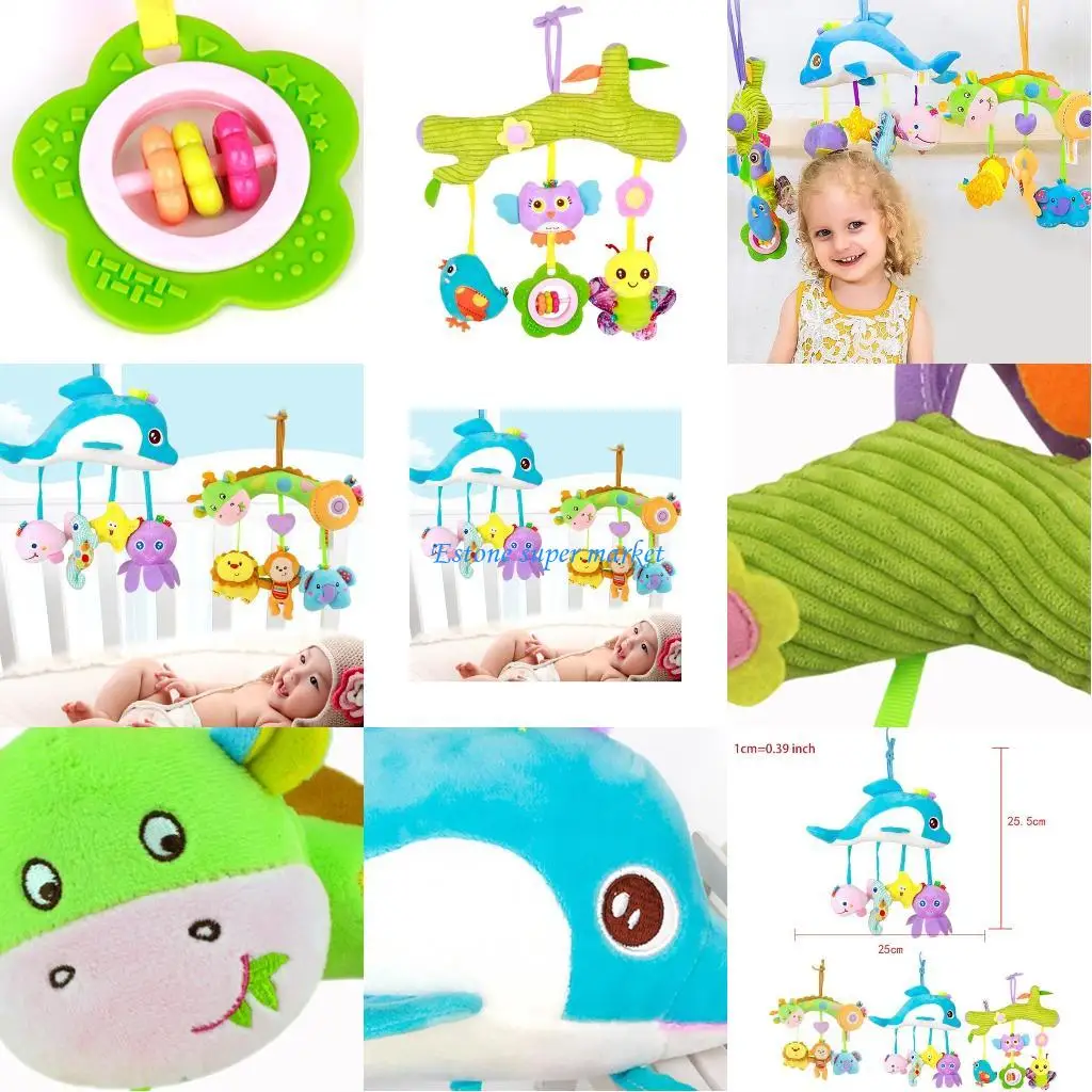 090b pelúcia pendurado chocalhos brinquedo desenhos animados forma animal brinquedos coloridos interativos pai-filho para