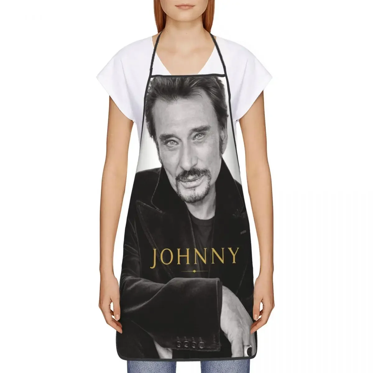 French Rock Johnny Hallyday Apron for Women Men France Singer Adult Unisex Kitchen Chef Bib Tablier Cuisine Cooking Baking