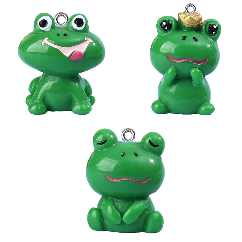 30Pcs 3D Cartoon Kawaii Frog Charms Animal Frog Resin Pendant Earrings Keychains Accessories for DIY Crafts Jewelry Make