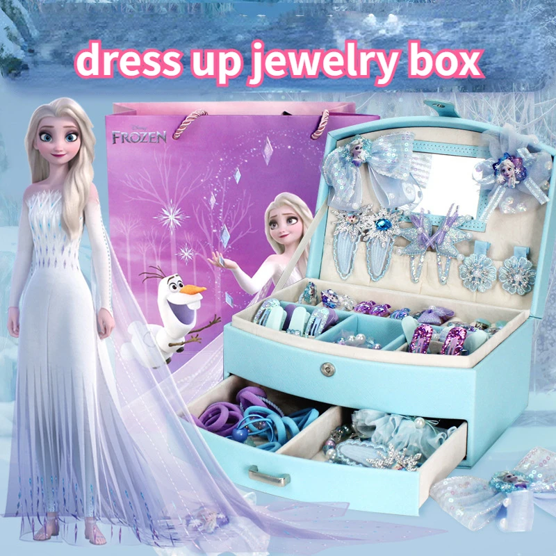 

Double Layer Childrens Jewelry Box Frozen Elsa Strawberry Bear Princess Gift Box Holiday Gifts Hair Accessorie Anime Peripheral