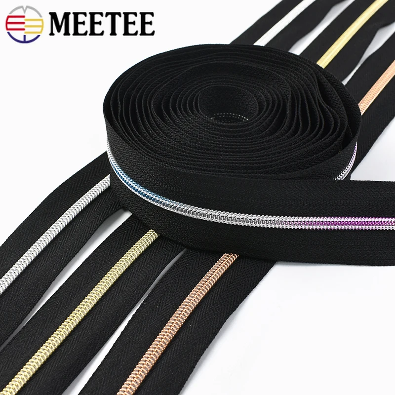 

5-30M 3# 5# Meetee Zipper Continuous Coil Zippers Roll for Sewing Clothes Closure Zip Repair Kit Luggage Plastic Zips Accessory