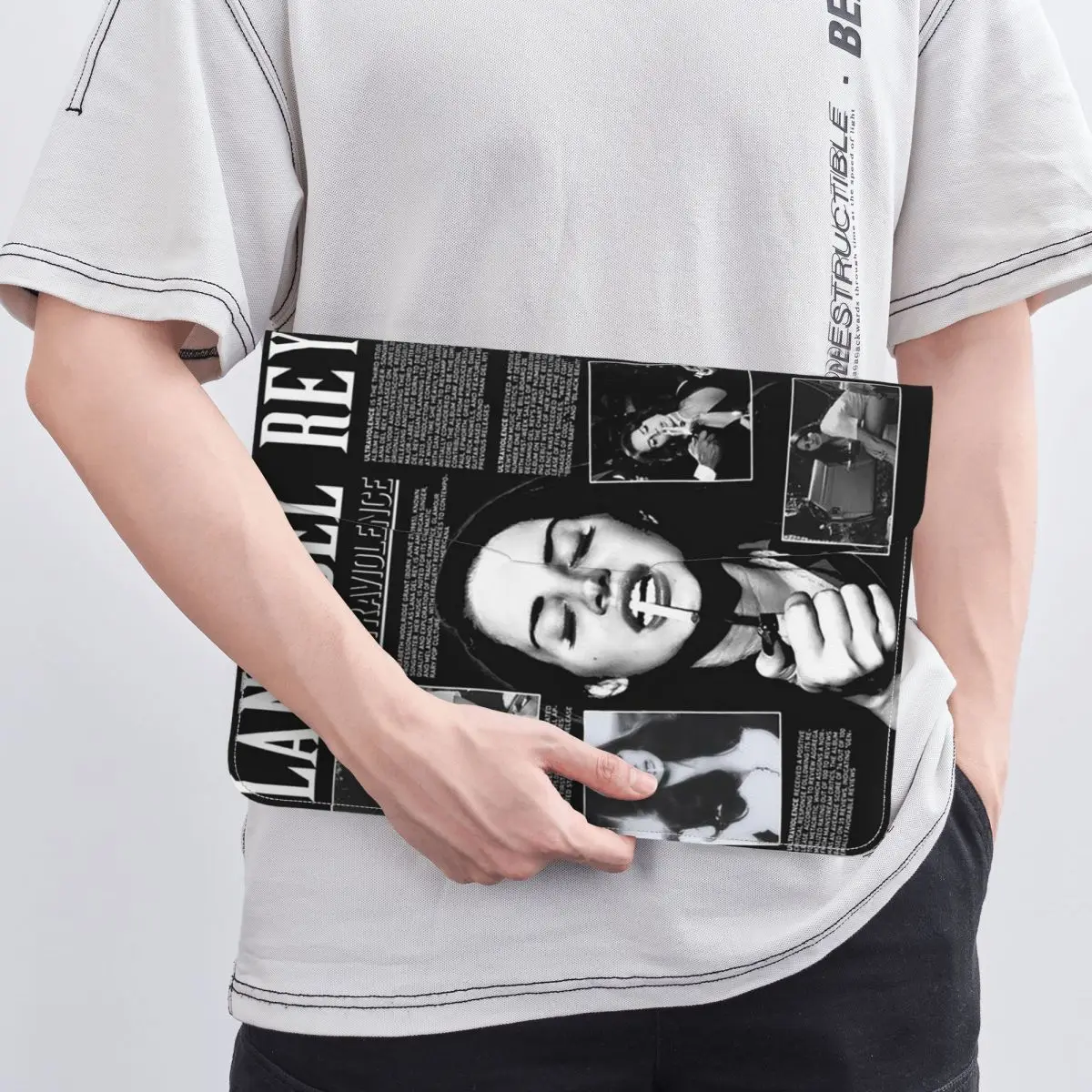 Singer Lana Del Rey Hip Pop Music PU Leather Horizontal Laptop Sleeve Shockproof Soft Lining Notebook Case 13 Inch