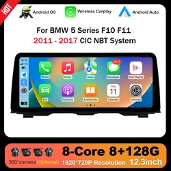 12.3 inch Car Radio Multimedia Video For BMW 5 Series F10 F11 2011 - 2017 CIC NBT System Navigation GPS Wireless CarPlay Android