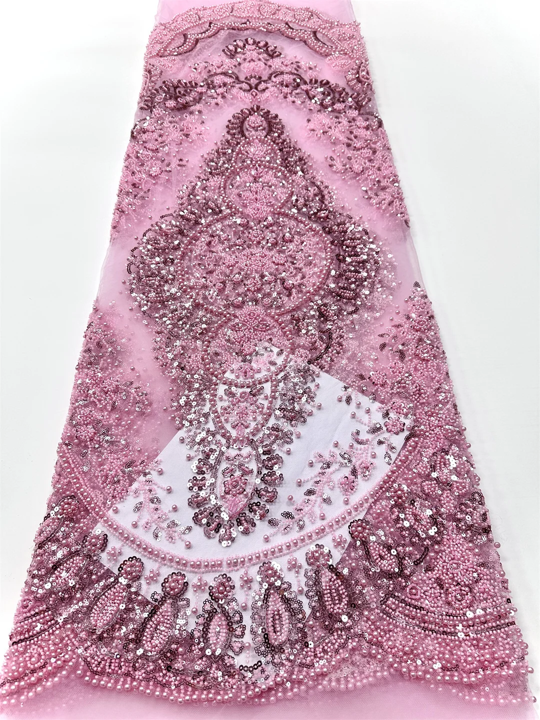 

New Tulle Lace Fabric With Beads Sequins 2025 New Hot Sale African Nigerian French for High End Wedding Party Bride Sewing Dress