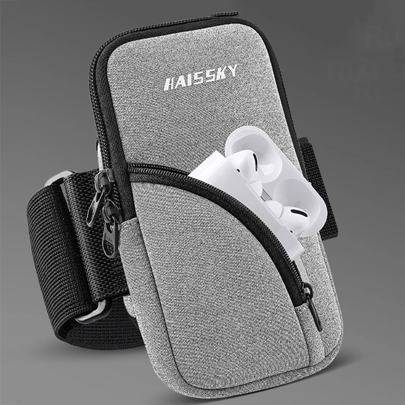 

HAISSKY Slanted Zipper Pocket Running Bags For iPhone 17 16 Pro Max 17 Air15 14 13 12 16E 16 Plus Outdoor Workout Phone Arm Bag