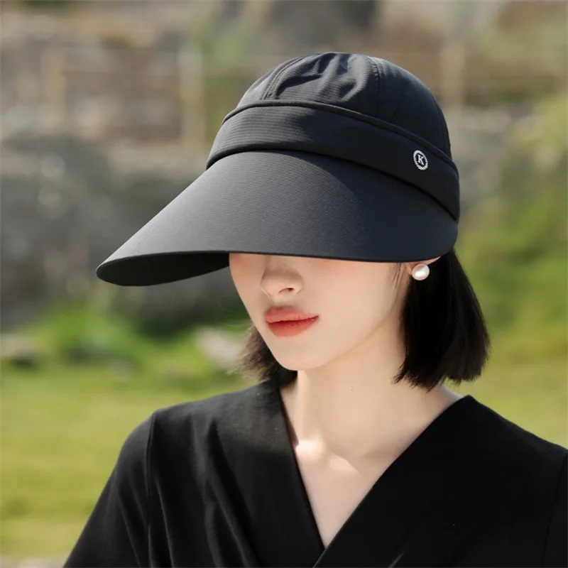 Ladies' spring and autumn thin style long brim sunshade hat for outdoor cycling, ladies' summer adjustable sunscreen hat