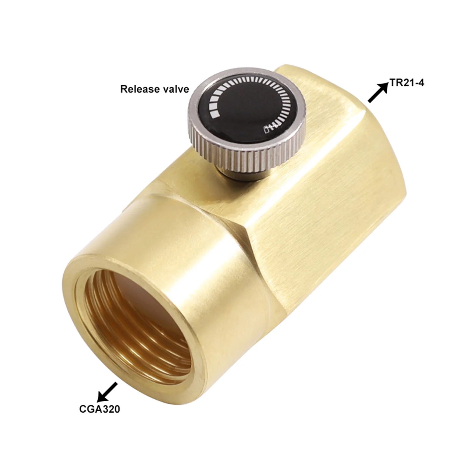 Brass Household Soda Bottle Adapter CO2 Cylinder Refill Adapter CO2 Fill Valve Connector Refill BottleTR21-4 to CGA320