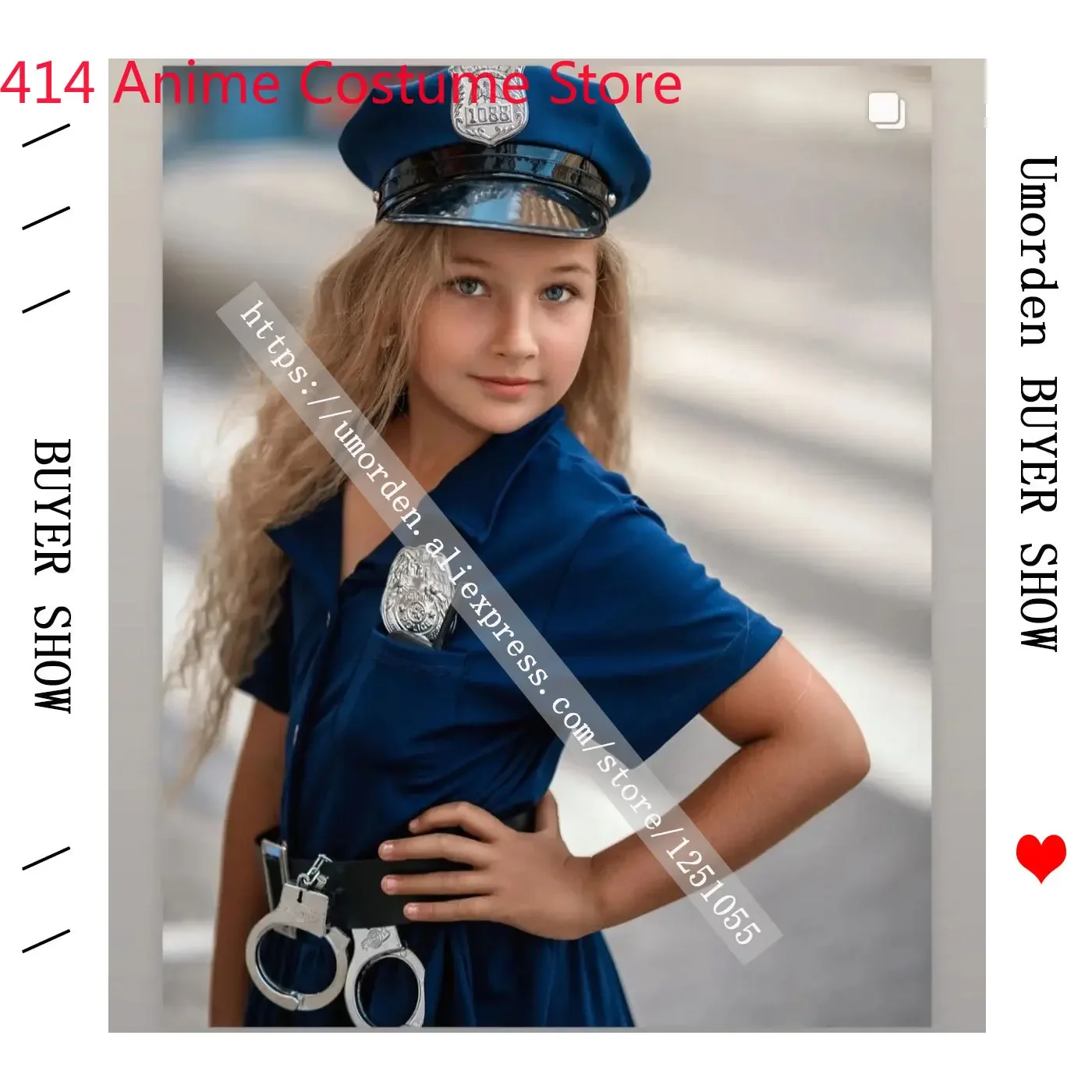 Costume de Cosplay de Police Bleu pour Enfant, Uniforme pour Fille, Déguisement d'Halloween