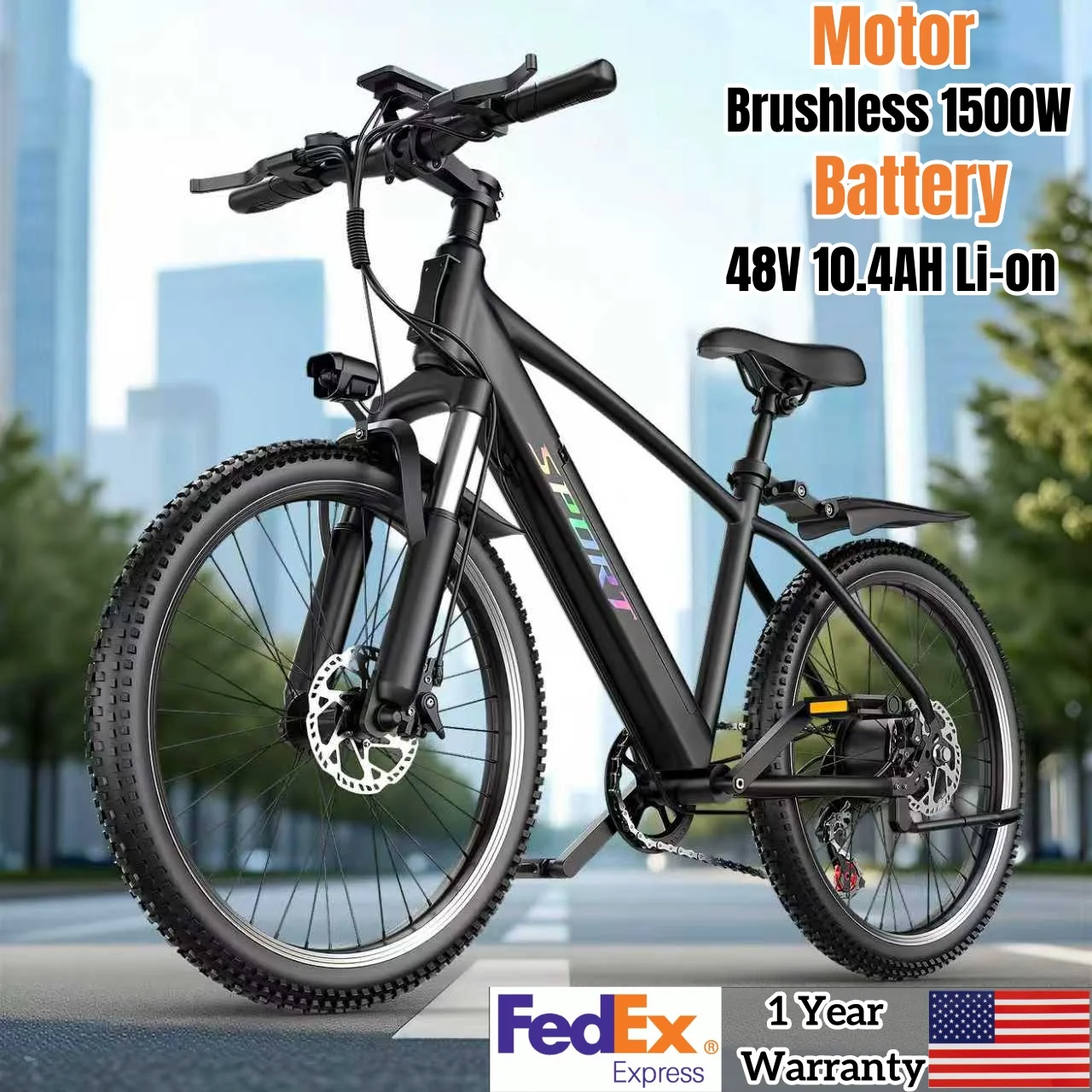 

JUNFUN 1500W Electric Bike, 26" E Bikes for Adults, 499WH 25mph 55Miles Range Electric Bicycle for Outdoor Commute, 7 Speed Gear